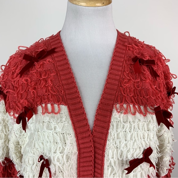 Mighty Fine Christmas Pink Bow Loop Cardigan Sweater Large - Picture 3 of 15